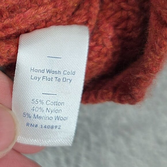 Marine Layer Sweater Womens Small Rust Orange Pom Pom Ribbed Wool Blend Pullover - Picture 5 of 8